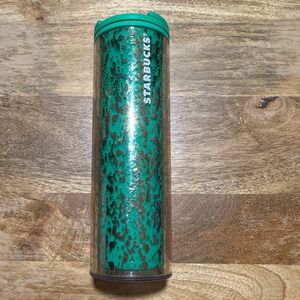 Starbucks Green Speckled Tumbler Reusable Cold Drink Cup 16 oz